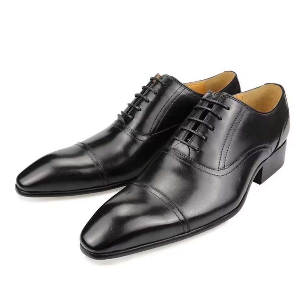 Chaussures Formelles Pour Hommes Cuir Véritable Élégance Richelieu Mariage - Noir