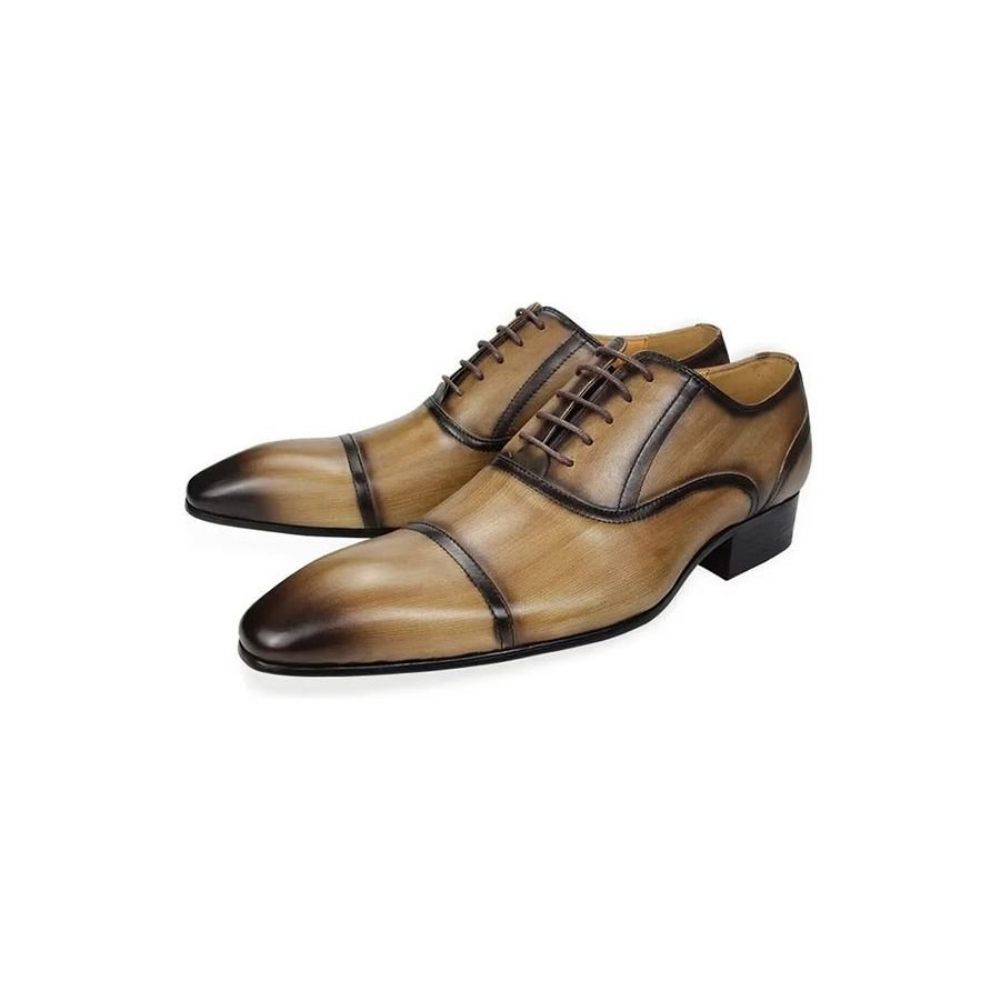 Chaussures Formelles Pour Hommes Cuir Véritable Élégance Richelieu Mariage - Marron