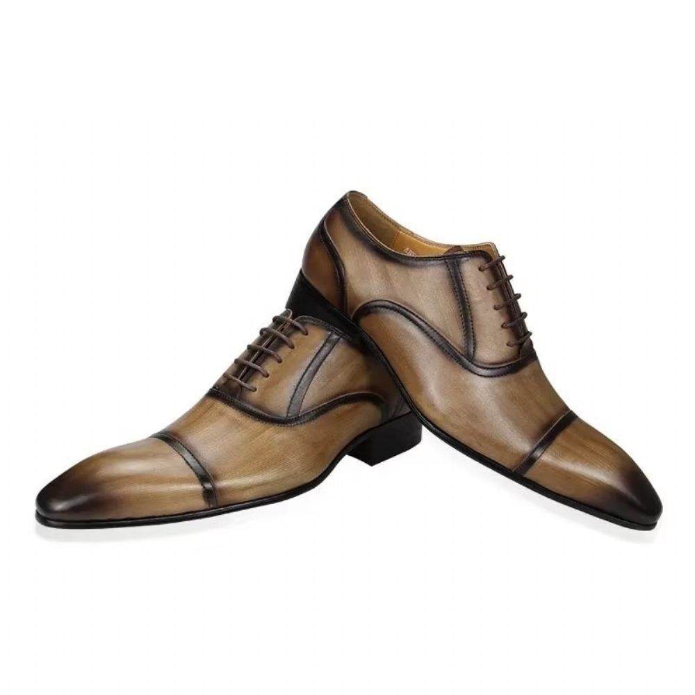 Chaussures Formelles Pour Hommes Cuir Véritable Élégance Richelieu Mariage - Marron