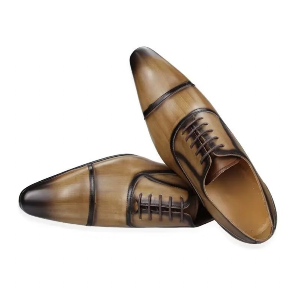 Chaussures Formelles Pour Hommes Cuir Véritable Élégance Richelieu Mariage - Marron