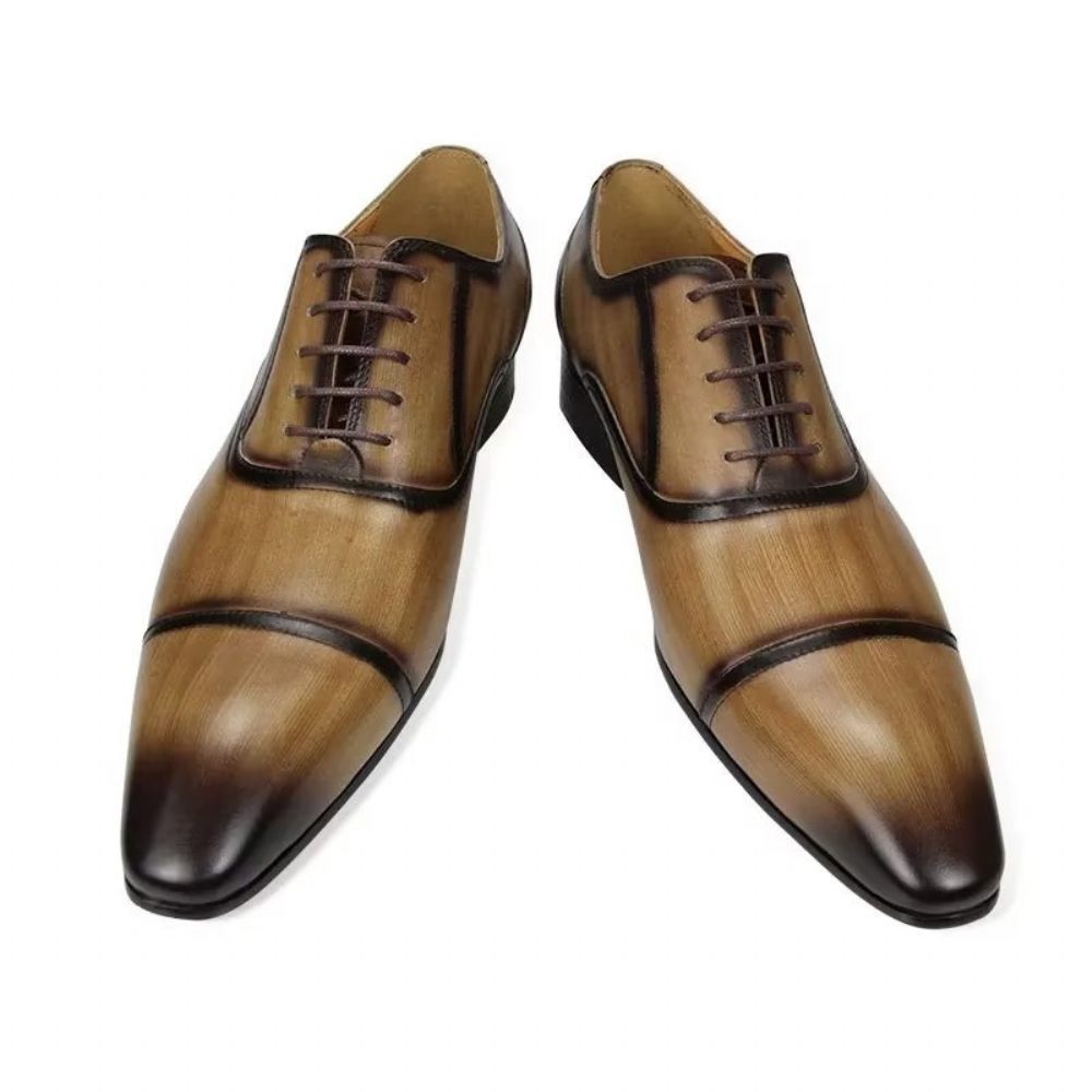 Chaussures Formelles Pour Hommes Cuir Véritable Élégance Richelieu Mariage - Marron