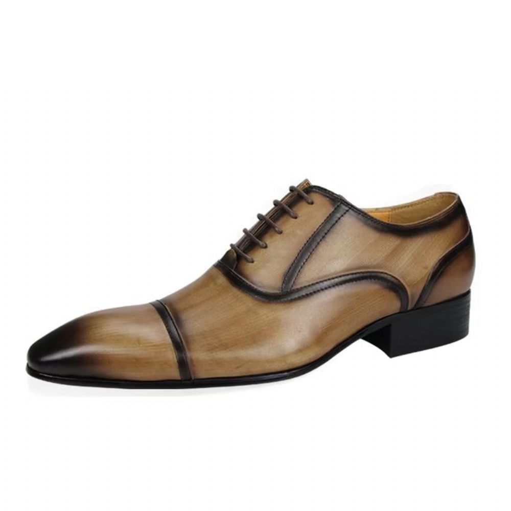 Chaussures Formelles Pour Hommes Cuir Véritable Élégance Richelieu Mariage - Marron