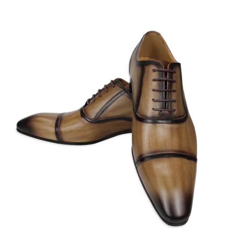 Chaussures Formelles Pour Hommes Cuir Véritable Élégance Richelieu Mariage - Marron