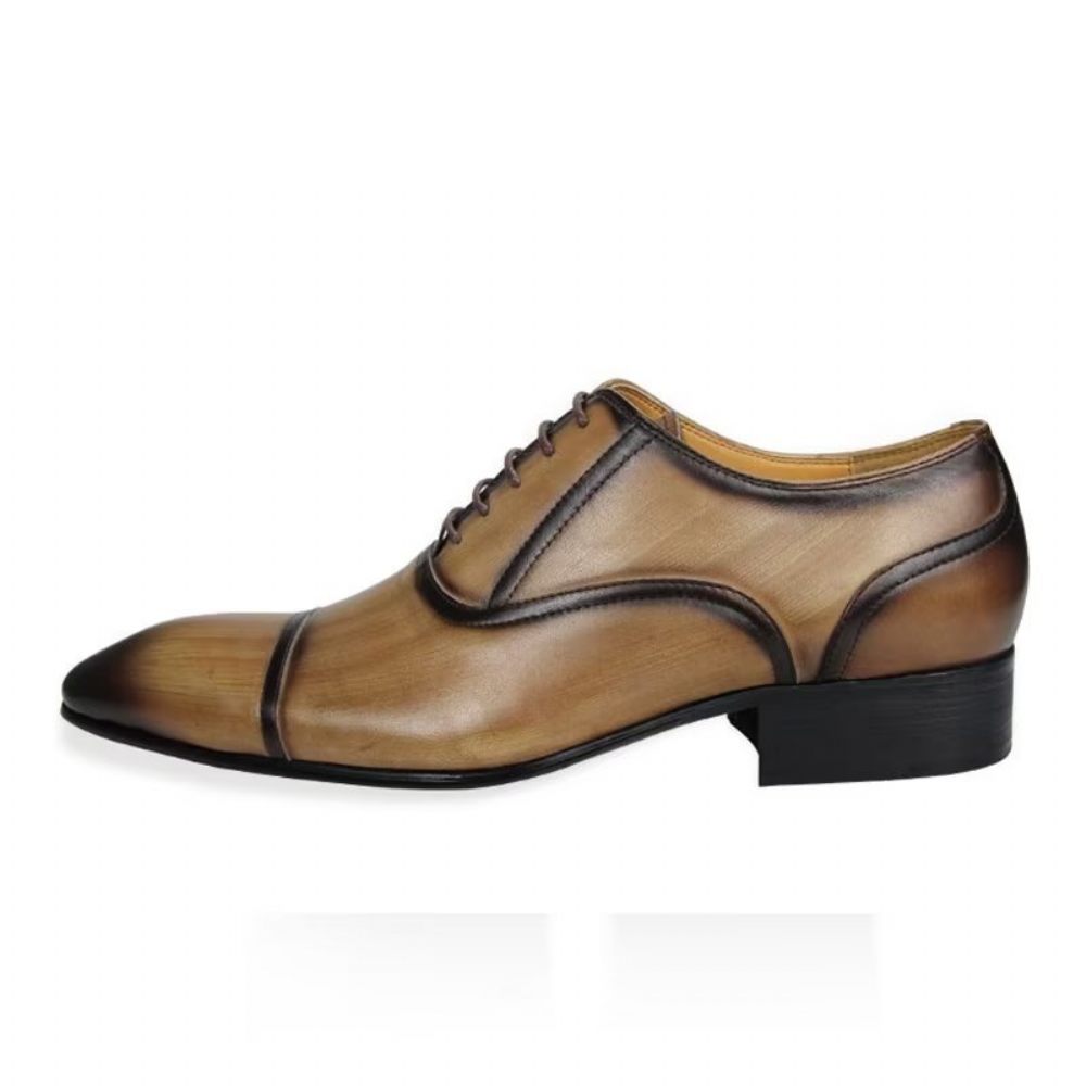 Chaussures Formelles Pour Hommes Cuir Véritable Élégance Richelieu Mariage - Marron