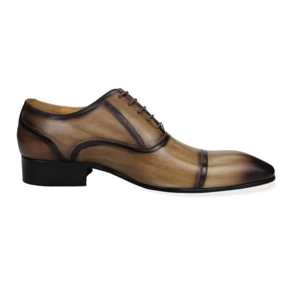 Chaussures Formelles Pour Hommes Cuir Véritable Élégance Richelieu Mariage - Marron