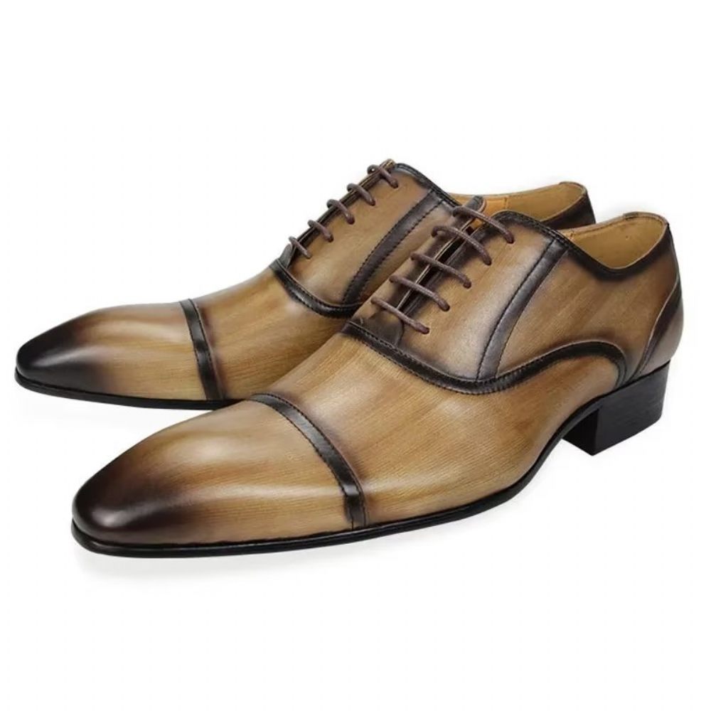 Chaussures Formelles Pour Hommes Cuir Véritable Élégance Richelieu Mariage - Marron