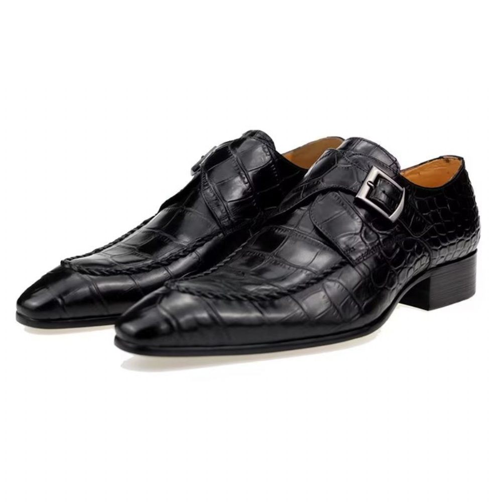 Chaussures Formelles Pour Hommes Cuir Véritable Luxe Élégant Brogue Oxford Mariage - Noir