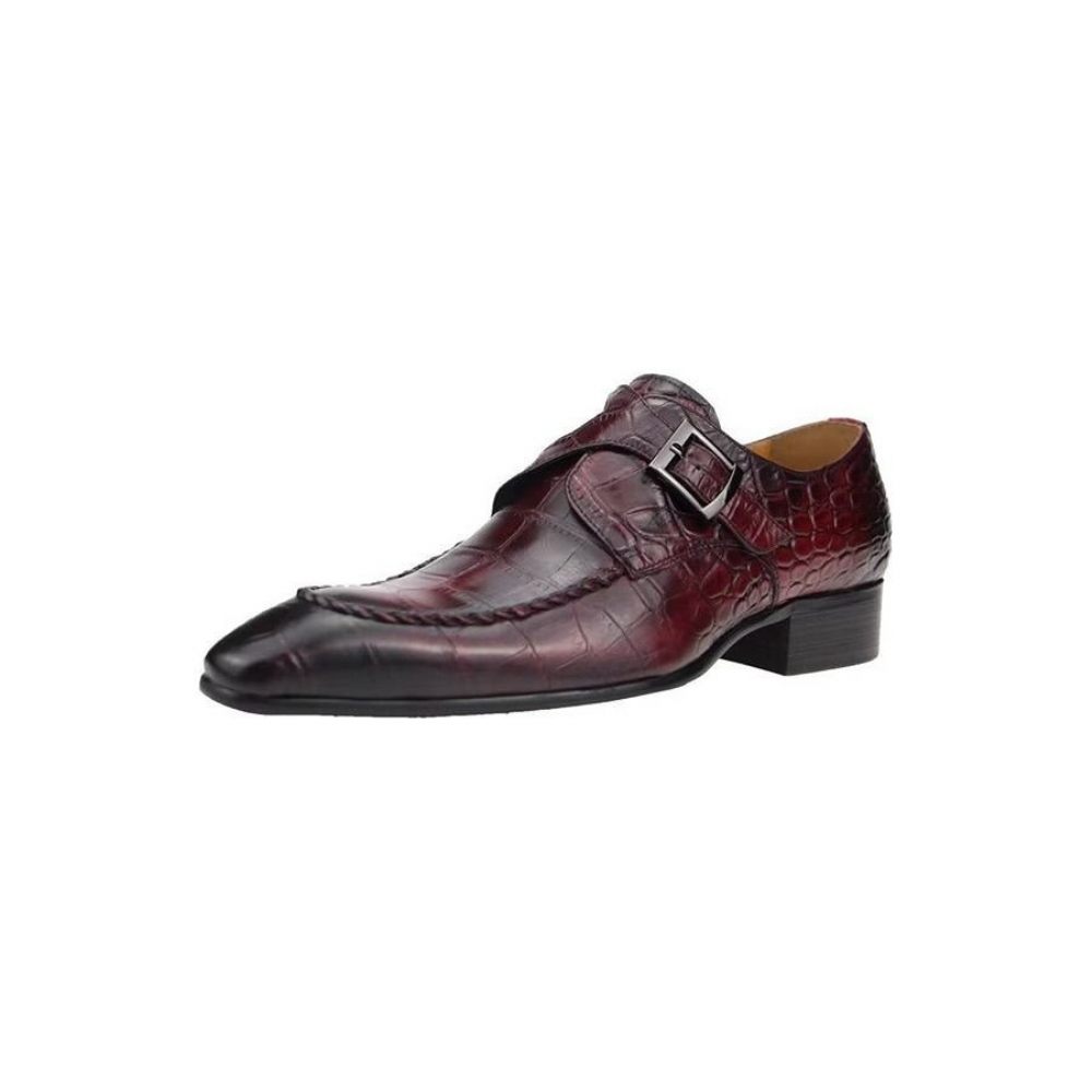 Chaussures Formelles Pour Hommes Cuir Véritable Luxe Élégant Brogue Oxford Mariage - Rouge