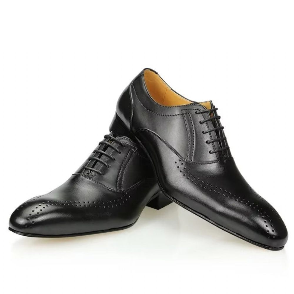 Chaussures Formelles Pour Hommes Cuir Véritable Richelieu Mariage Chic - Noir