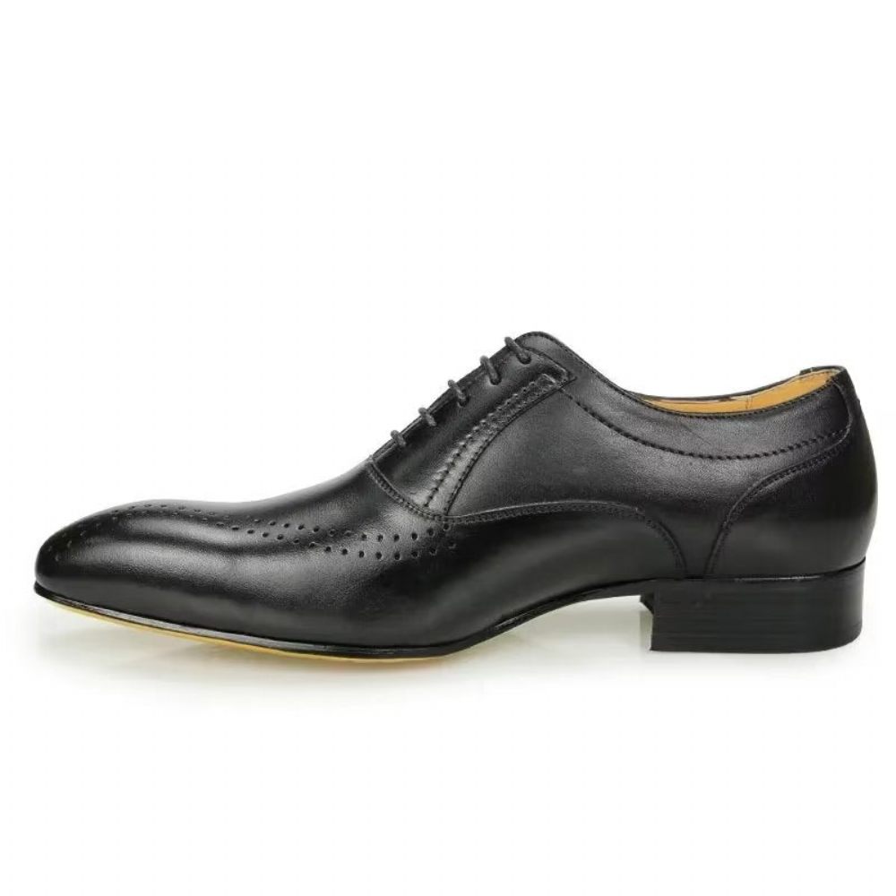 Chaussures Formelles Pour Hommes Cuir Véritable Richelieu Mariage Chic - Noir