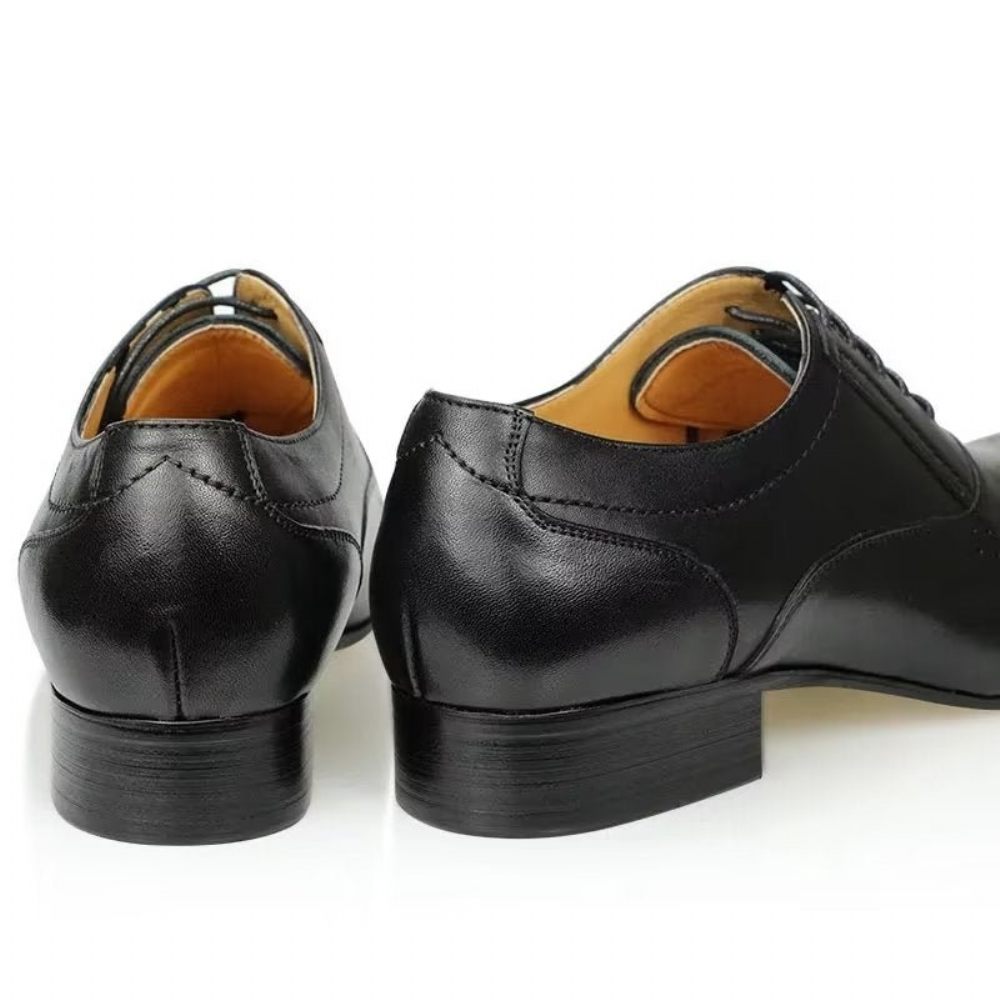 Chaussures Formelles Pour Hommes Cuir Véritable Richelieu Mariage Chic - Noir