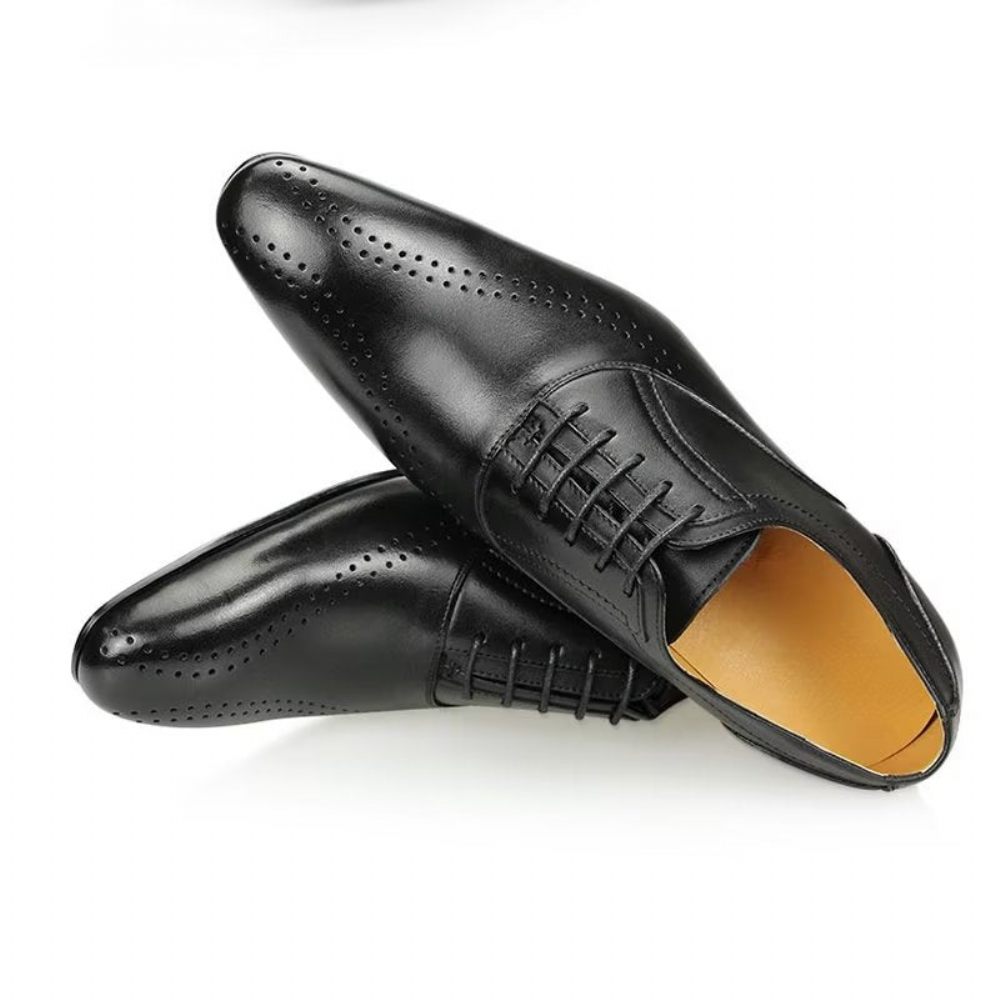 Chaussures Formelles Pour Hommes Cuir Véritable Richelieu Mariage Chic - Noir