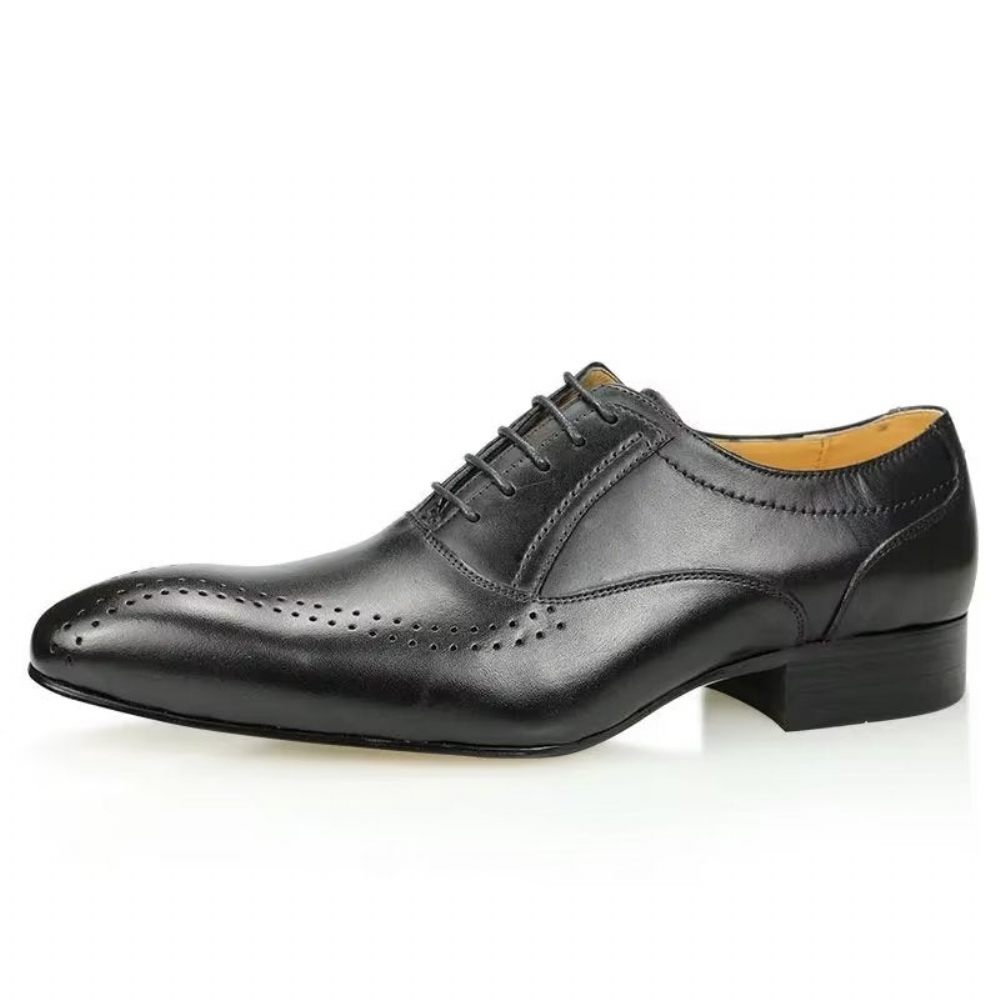 Chaussures Formelles Pour Hommes Cuir Véritable Richelieu Mariage Chic - Noir