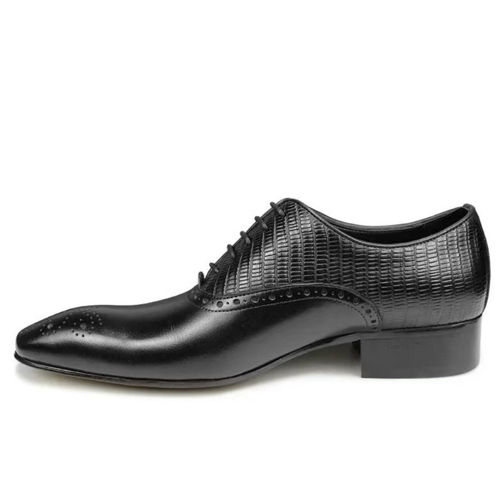 Chaussures Formelles Pour Hommes Cuir Véritable Richelieu Mariage Élégantes - Noir