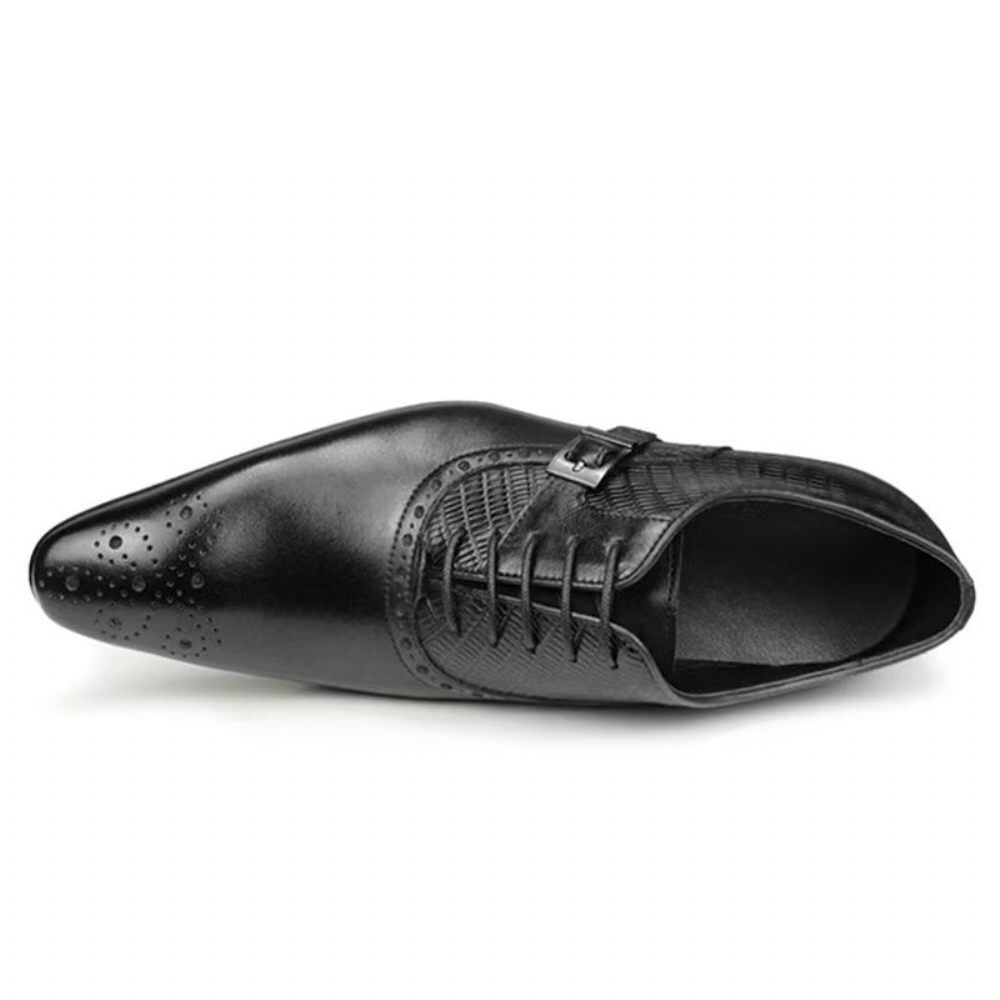 Chaussures Formelles Pour Hommes Cuir Véritable Richelieu Mariage Élégantes - Noir