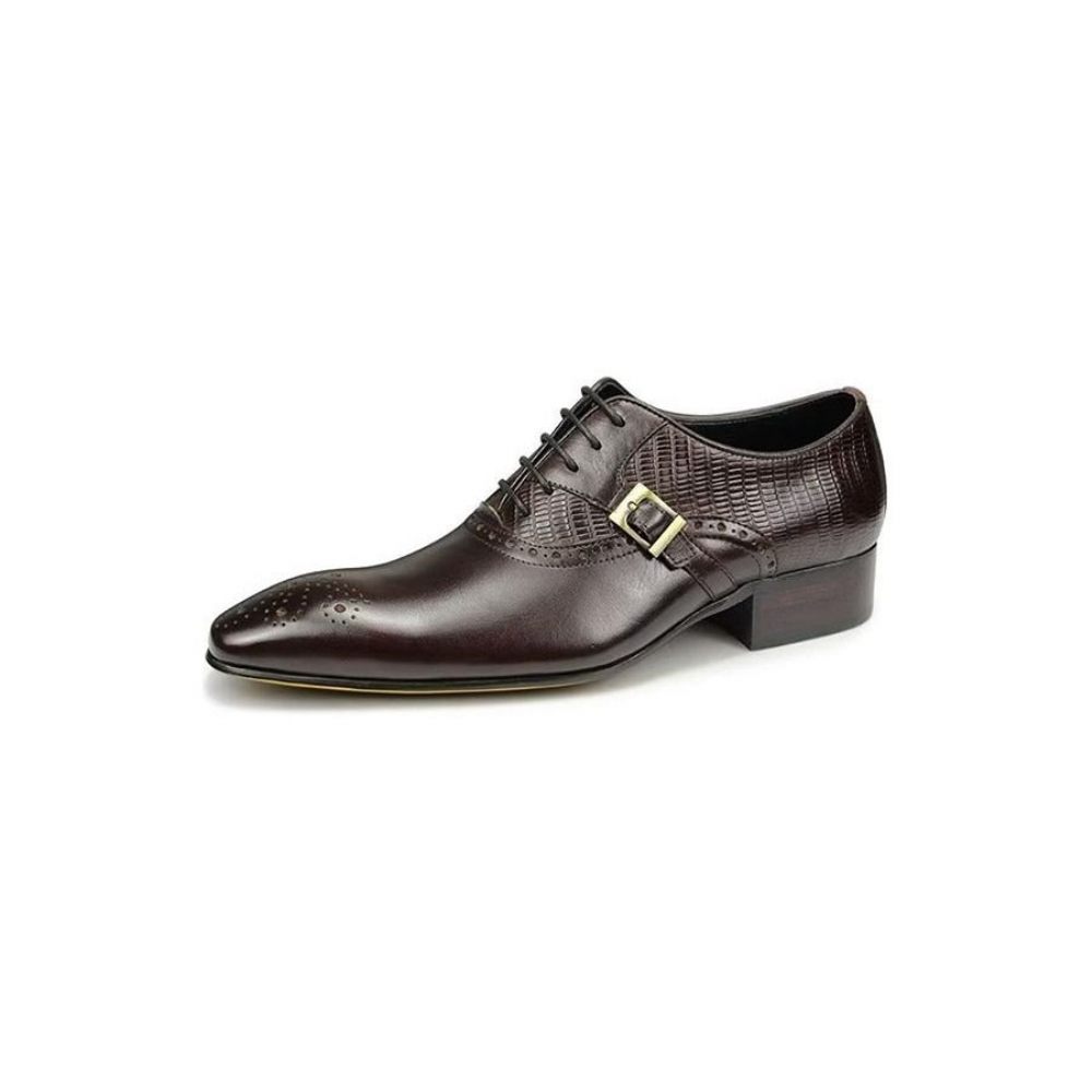 Chaussures Formelles Pour Hommes Cuir Véritable Richelieu Mariage Élégantes - Café