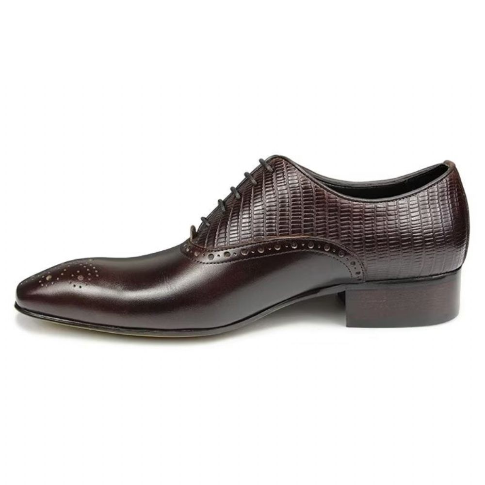 Chaussures Formelles Pour Hommes Cuir Véritable Richelieu Mariage Élégantes - Café