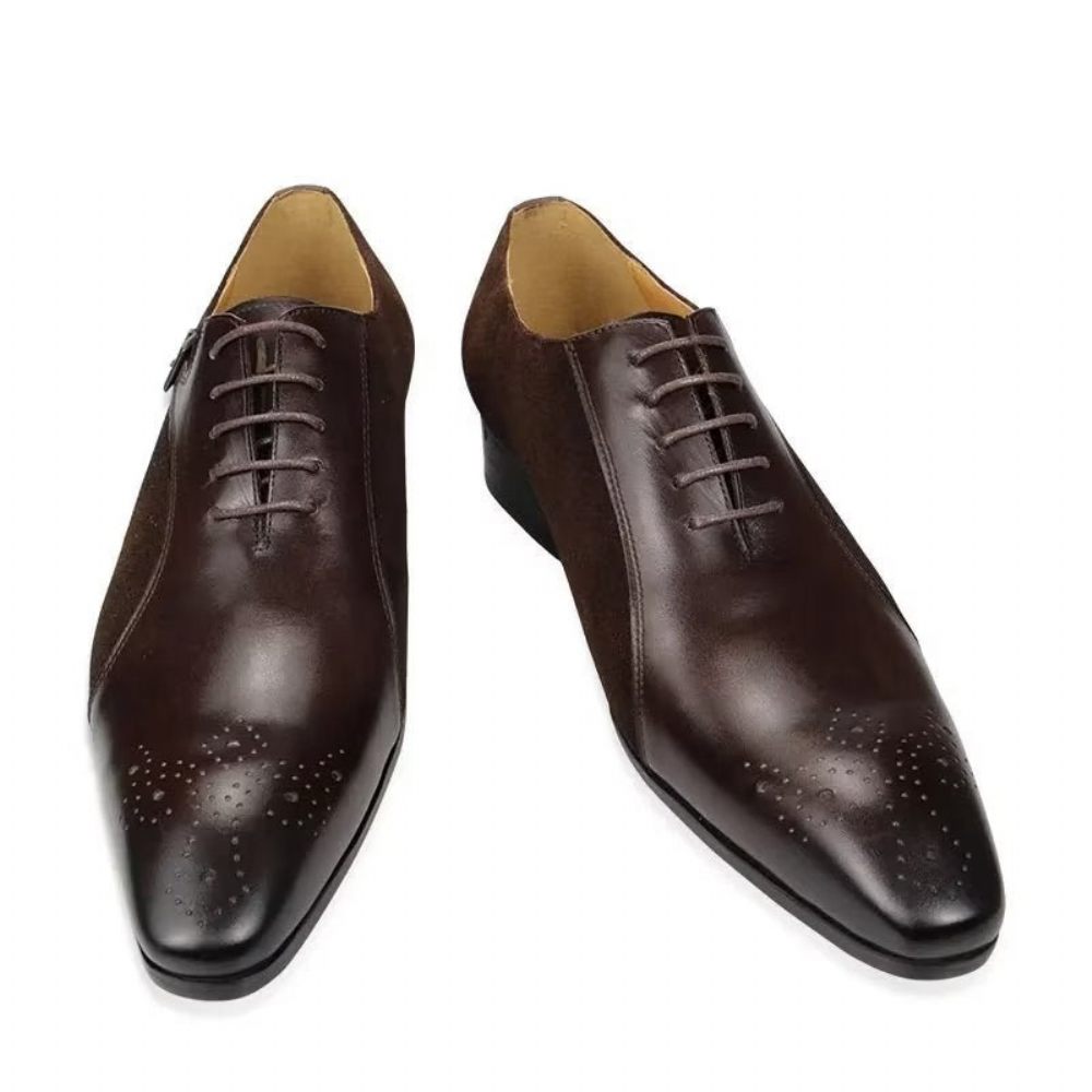 Chaussures Formelles Pour Hommes Cuir Véritable Richelieu Mariage Modish - Café