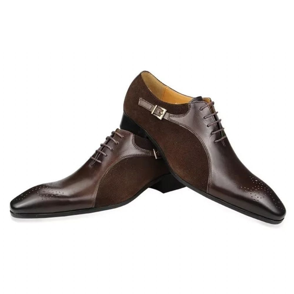 Chaussures Formelles Pour Hommes Cuir Véritable Richelieu Mariage Modish - Café