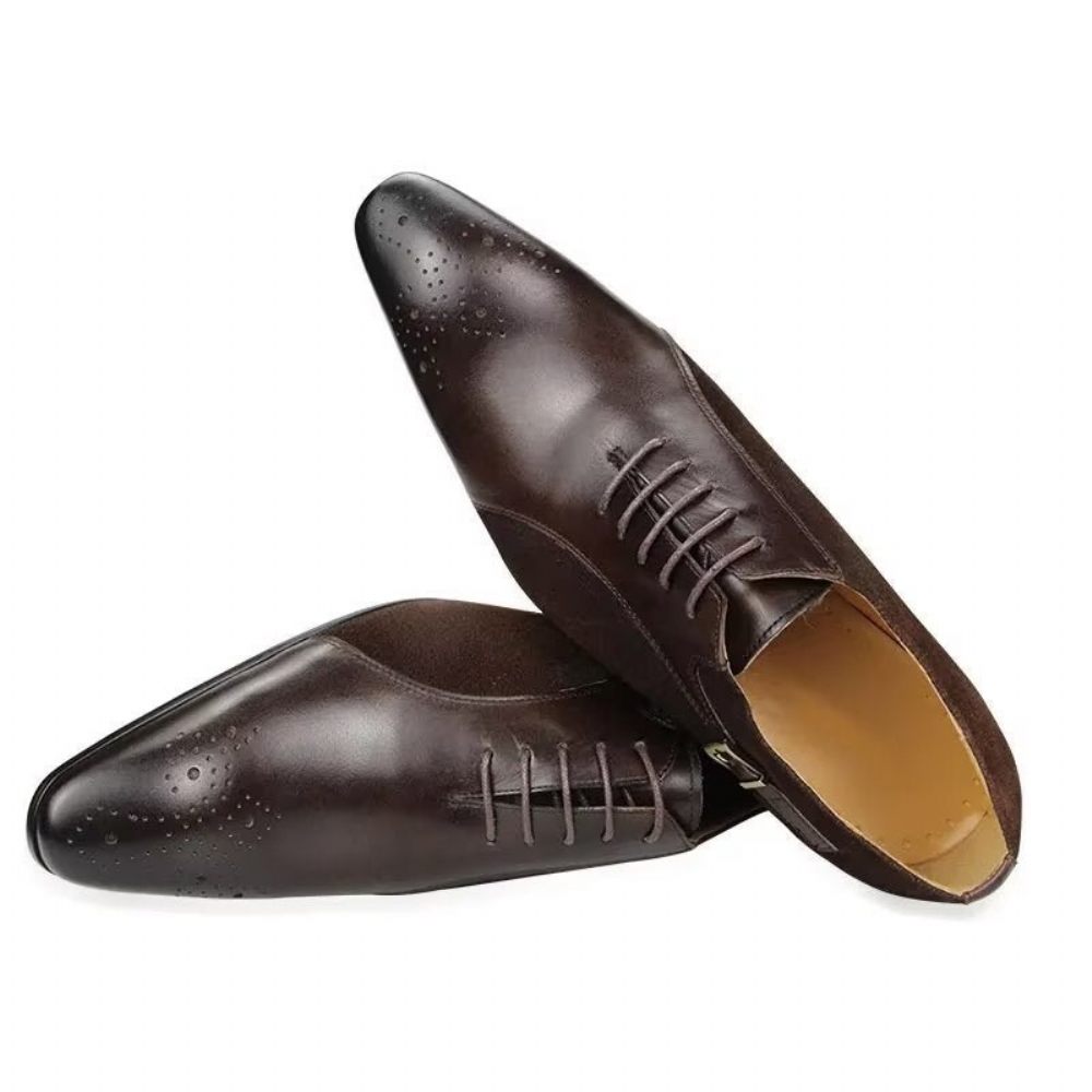 Chaussures Formelles Pour Hommes Cuir Véritable Richelieu Mariage Modish - Café