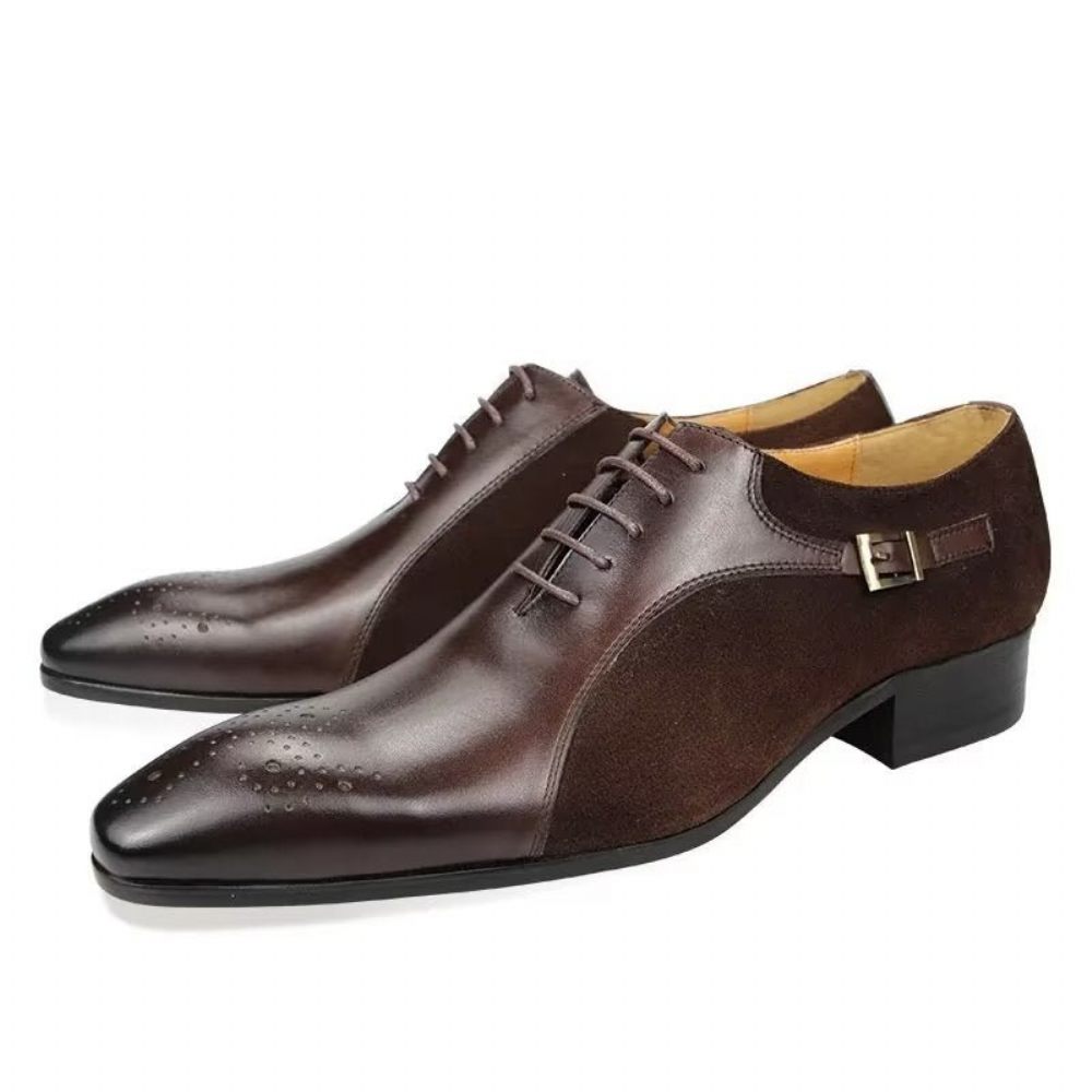 Chaussures Formelles Pour Hommes Cuir Véritable Richelieu Mariage Modish - Café