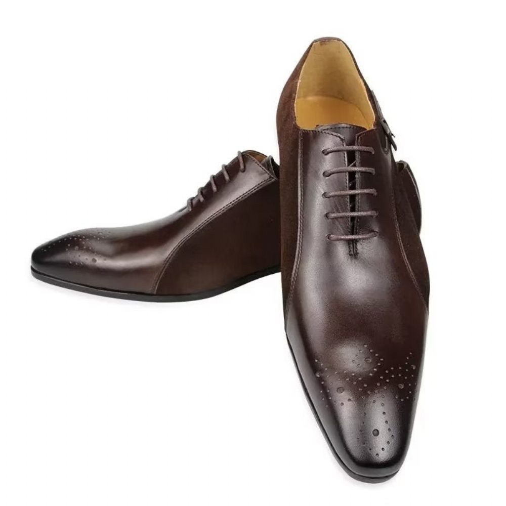 Chaussures Formelles Pour Hommes Cuir Véritable Richelieu Mariage Modish - Café