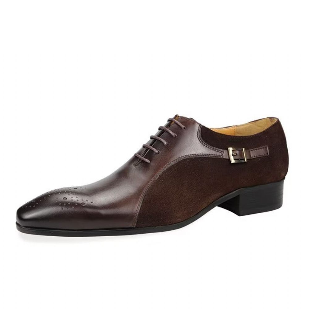 Chaussures Formelles Pour Hommes Cuir Véritable Richelieu Mariage Modish - Café