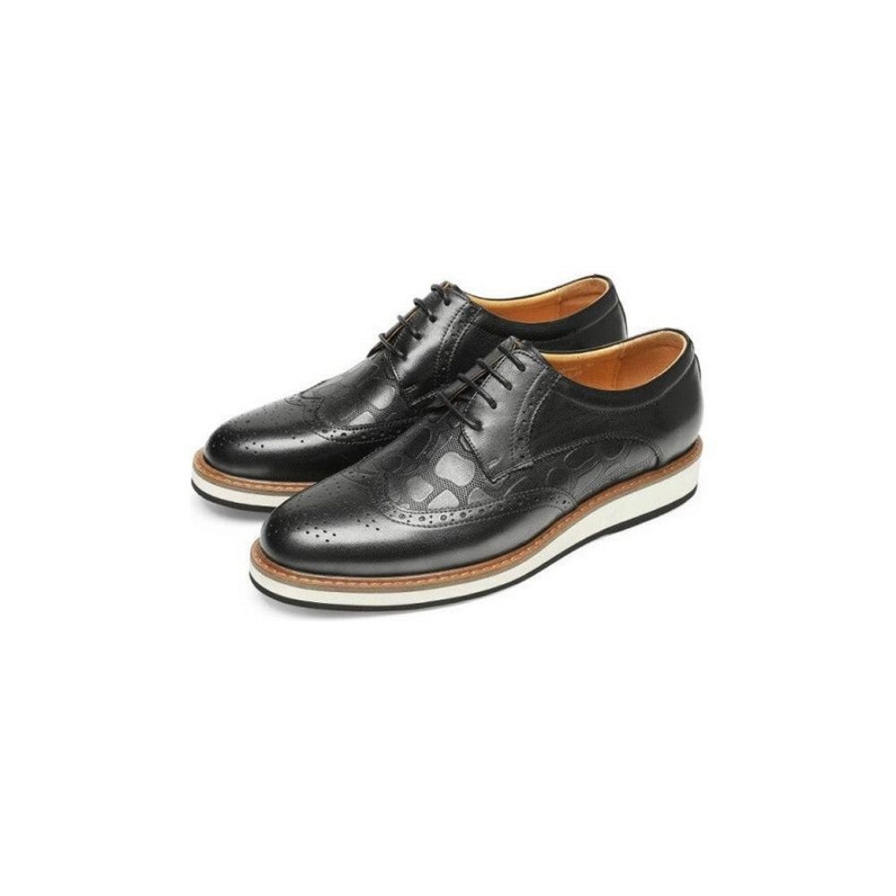 Chaussures Formelles Pour Hommes Décontractées À Lacets Motif Alligator - Noir