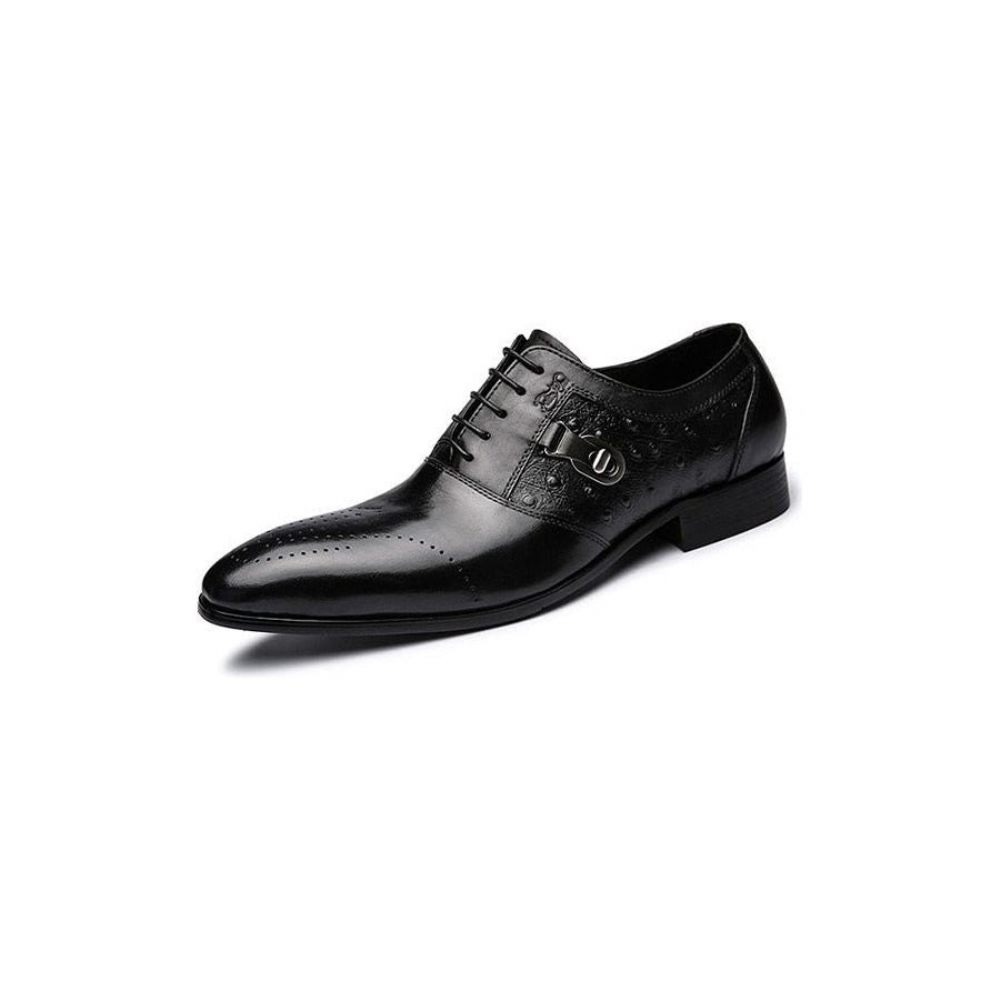 Chaussures Formelles Pour Hommes Décontractées Oxford Brogue À Lacets Exotiques - Noir