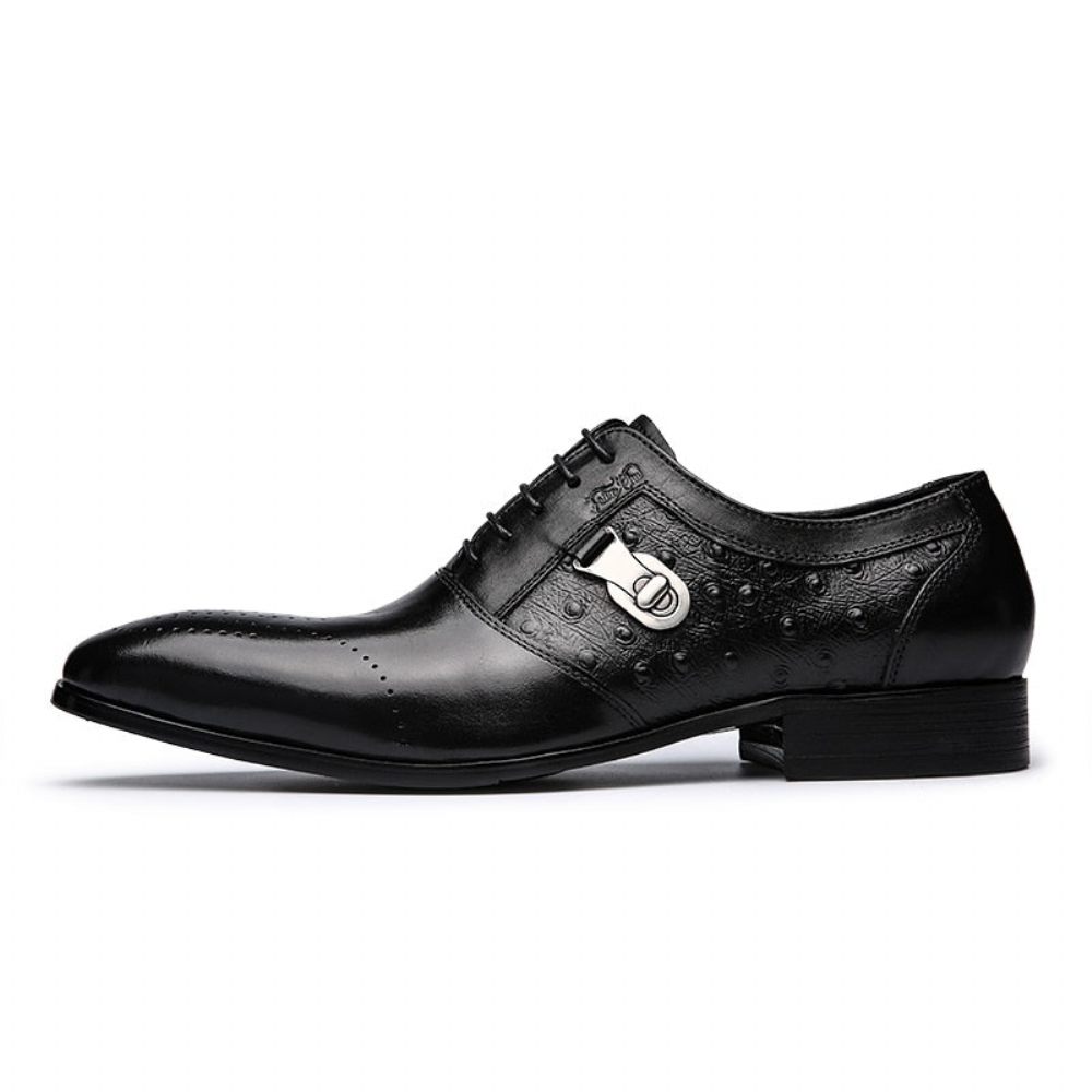 Chaussures Formelles Pour Hommes Décontractées Oxford Brogue À Lacets Exotiques - Noir