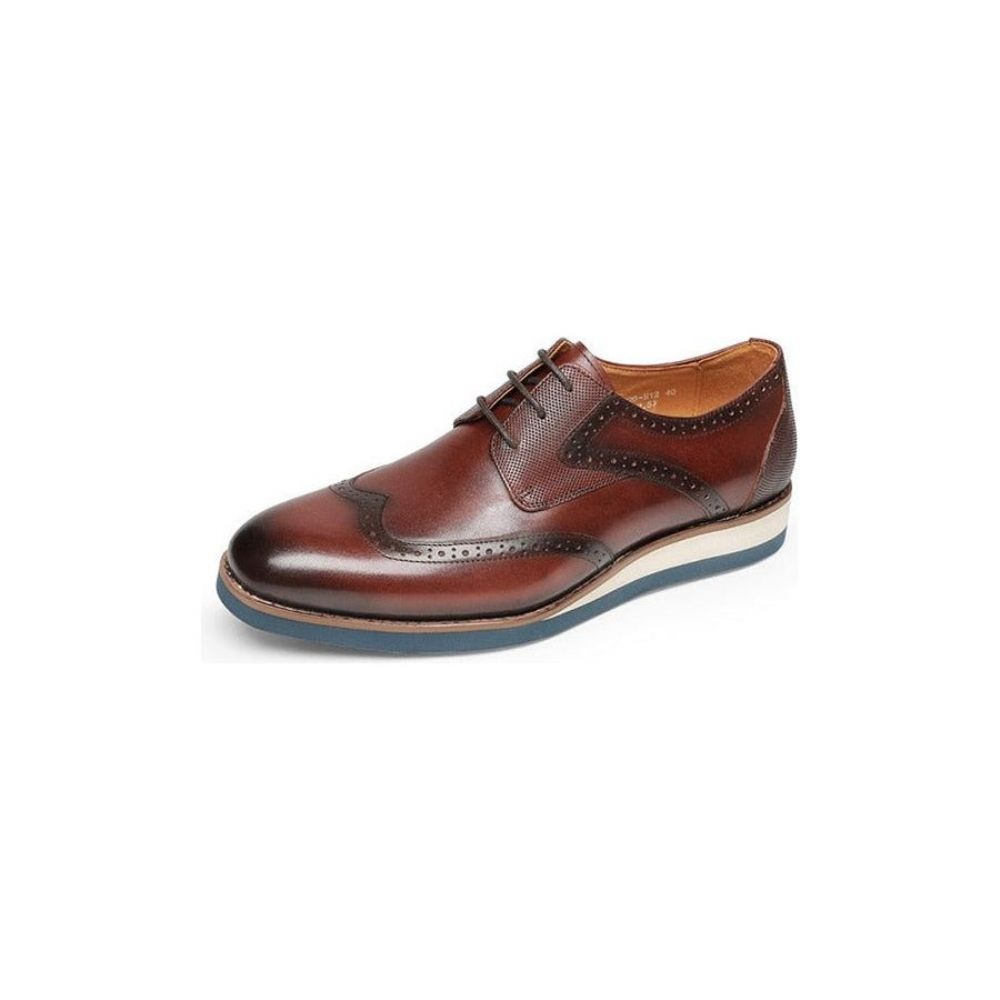 Chaussures Formelles Pour Hommes Décontractées Oxford Texturées Exotiques À Bout D'aile - Café