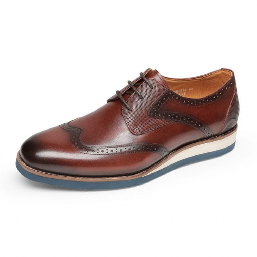 Chaussures Formelles Pour Hommes Décontractées Oxford Texturées Exotiques À Bout D'aile - Café