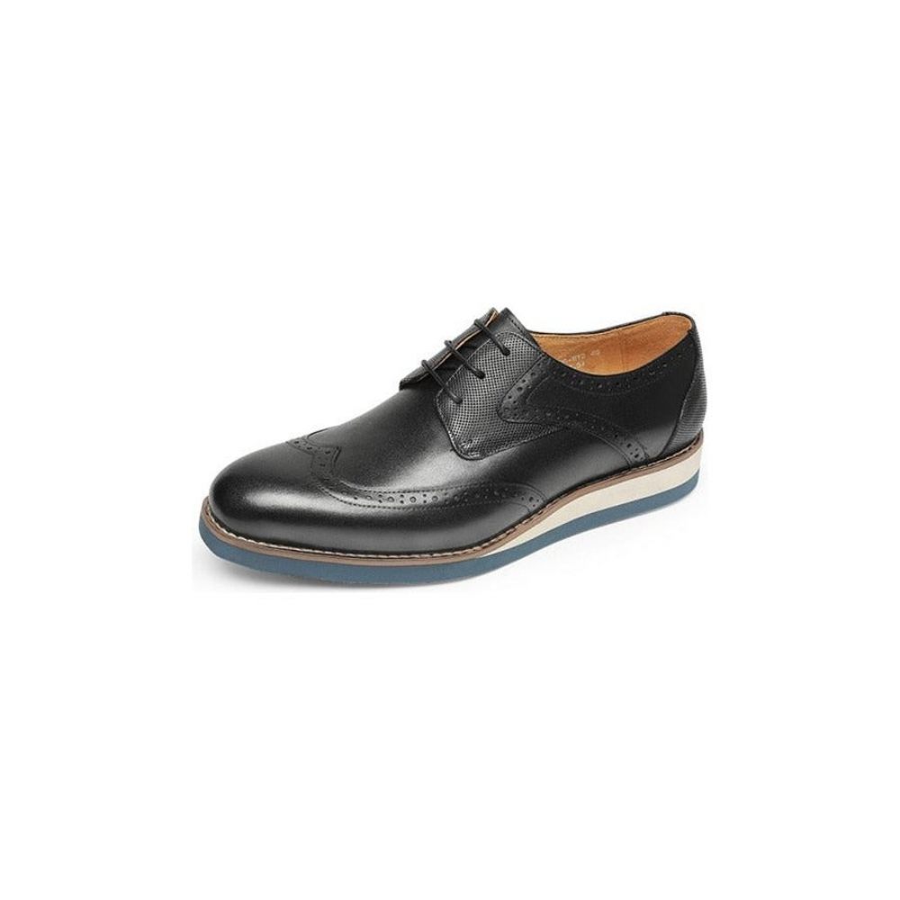 Chaussures Formelles Pour Hommes Décontractées Oxford Texturées Exotiques À Bout D'aile - Noir