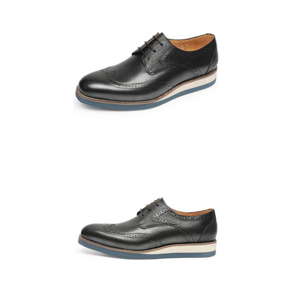 Chaussures Formelles Pour Hommes Décontractées Oxford Texturées Exotiques À Bout D'aile - Noir