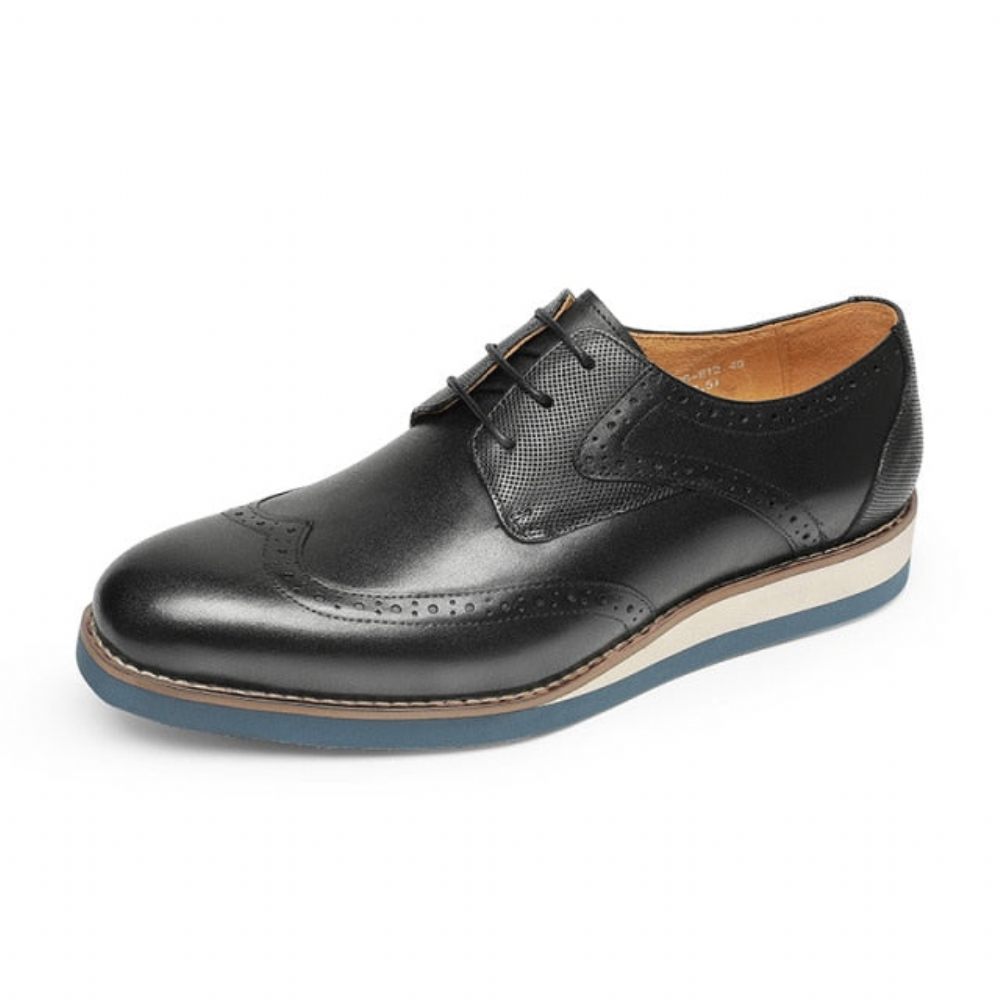 Chaussures Formelles Pour Hommes Décontractées Oxford Texturées Exotiques À Bout D'aile - Noir