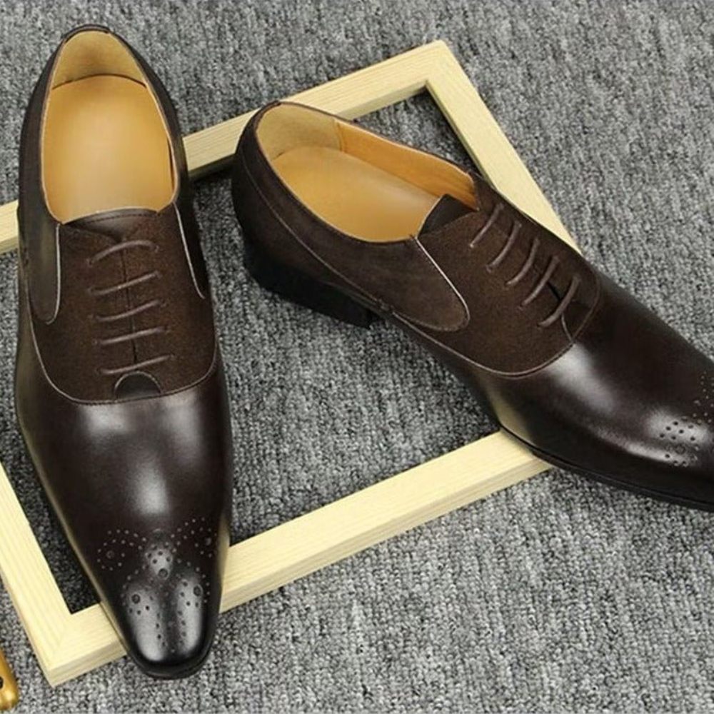 Chaussures Formelles Pour Hommes Deluxe Nuptial Oxford Modishopulence Brogue Shoes - Café