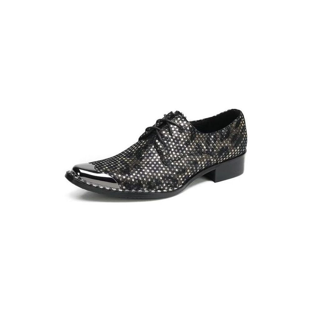 Chaussures Formelles Pour Hommes Derbies À Bout Carré Cuir Texture Exotique Luxe