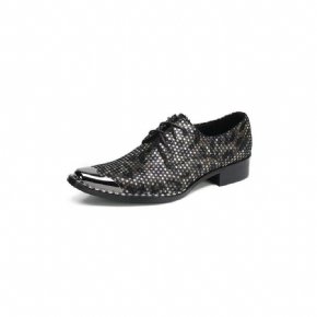 Chaussures Formelles Pour Hommes Derbies À Bout Carré Cuir Texture Exotique Luxe