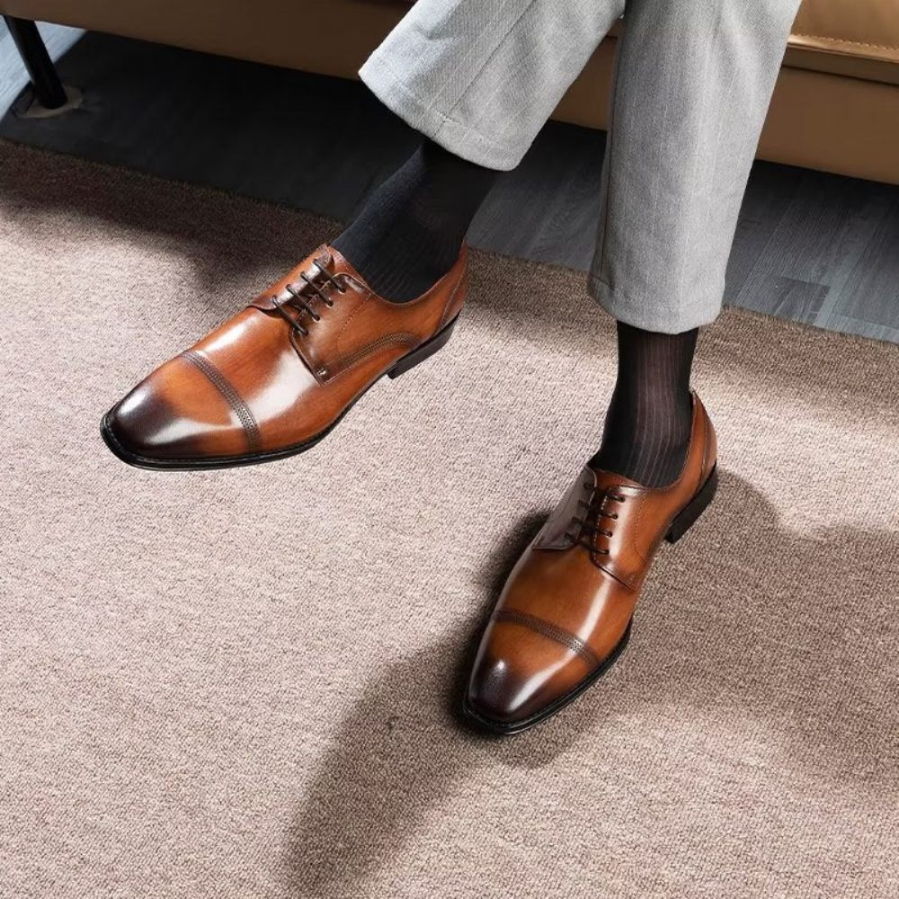 Chaussures Formelles Pour Hommes Derbies Bureau Habillées - Café