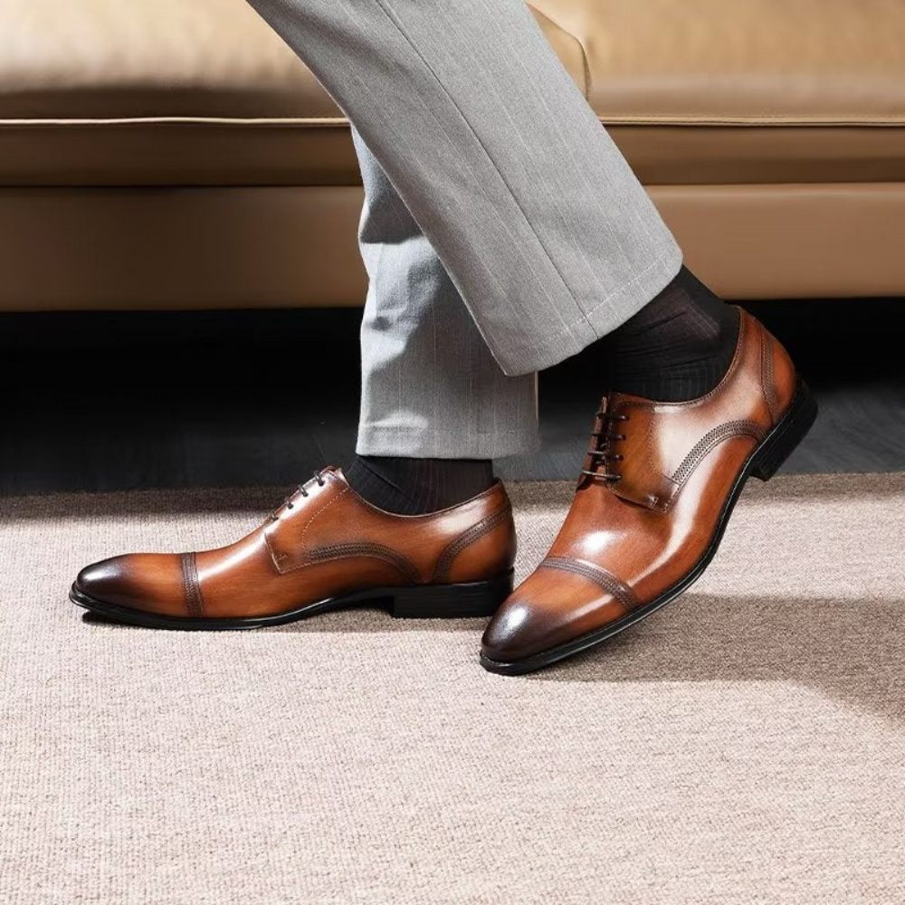 Chaussures Formelles Pour Hommes Derbies Bureau Habillées - Café