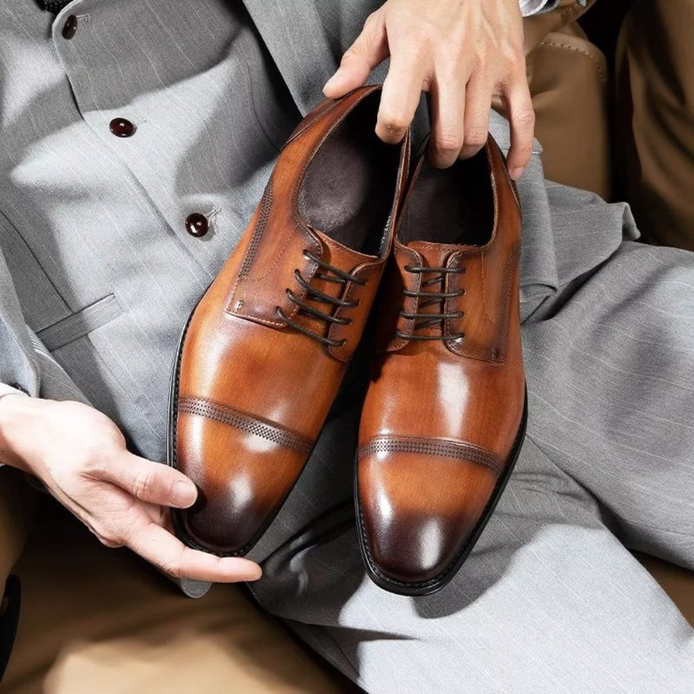 Chaussures Formelles Pour Hommes Derbies Bureau Habillées - Café