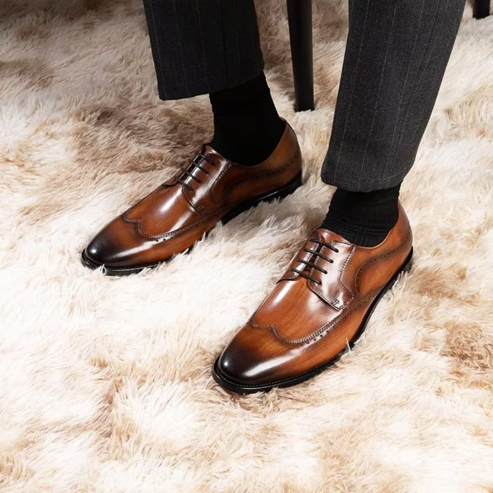 Chaussures Formelles Pour Hommes Derbies Chics Habillées - Café