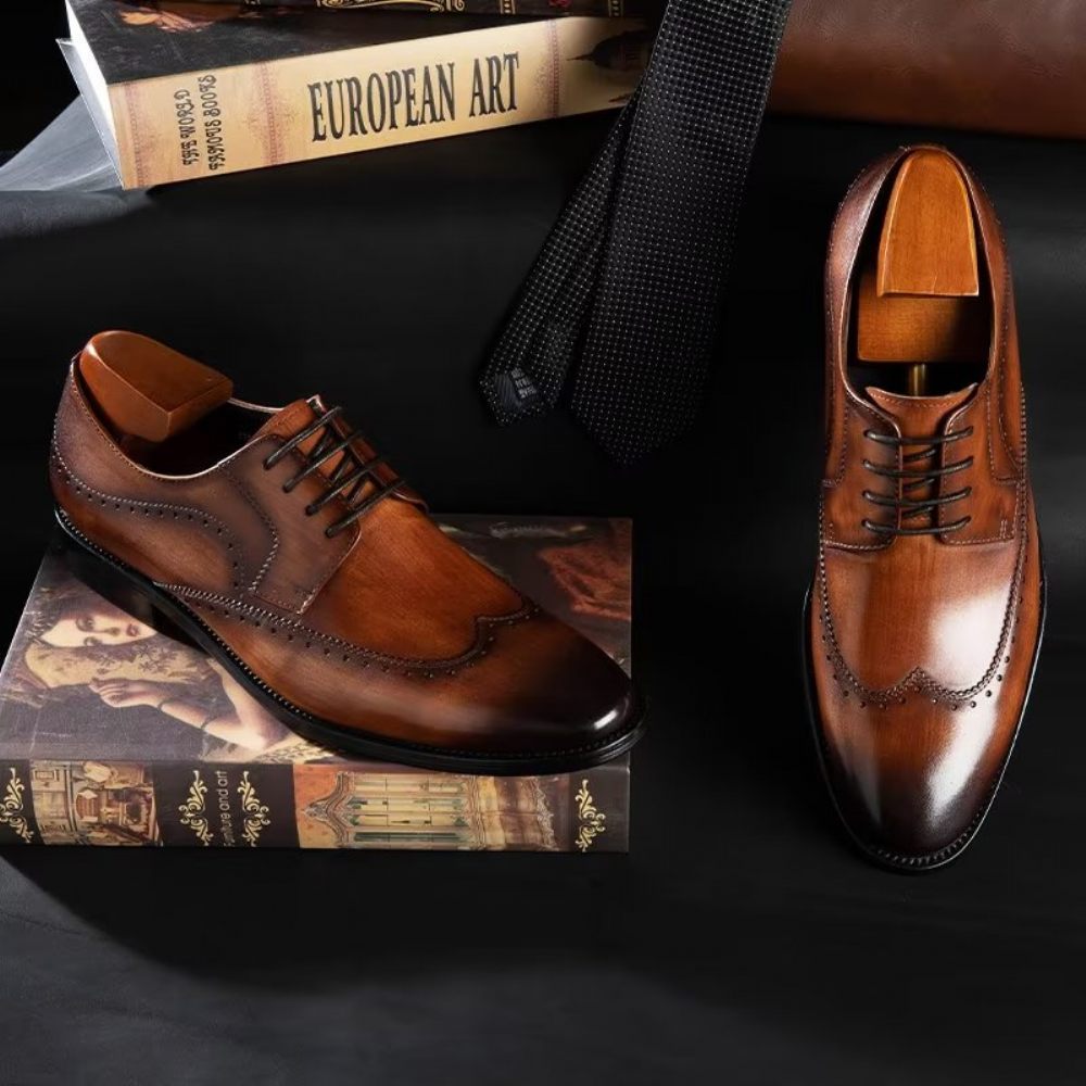 Chaussures Formelles Pour Hommes Derbies Chics Habillées - Café