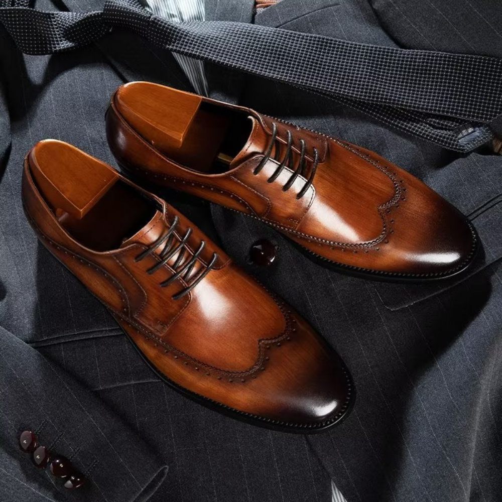 Chaussures Formelles Pour Hommes Derbies Chics Habillées - Café