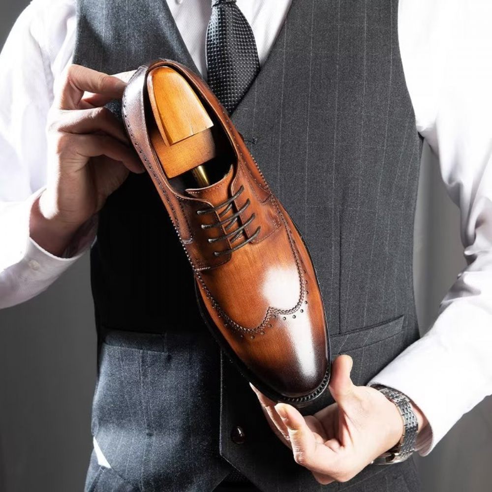 Chaussures Formelles Pour Hommes Derbies Chics Habillées - Café