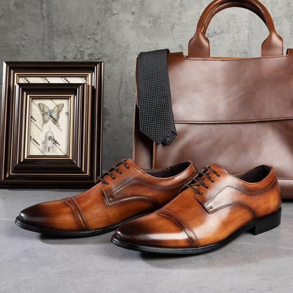 Chaussures Formelles Pour Hommes Derbies Chics Habillées - Café