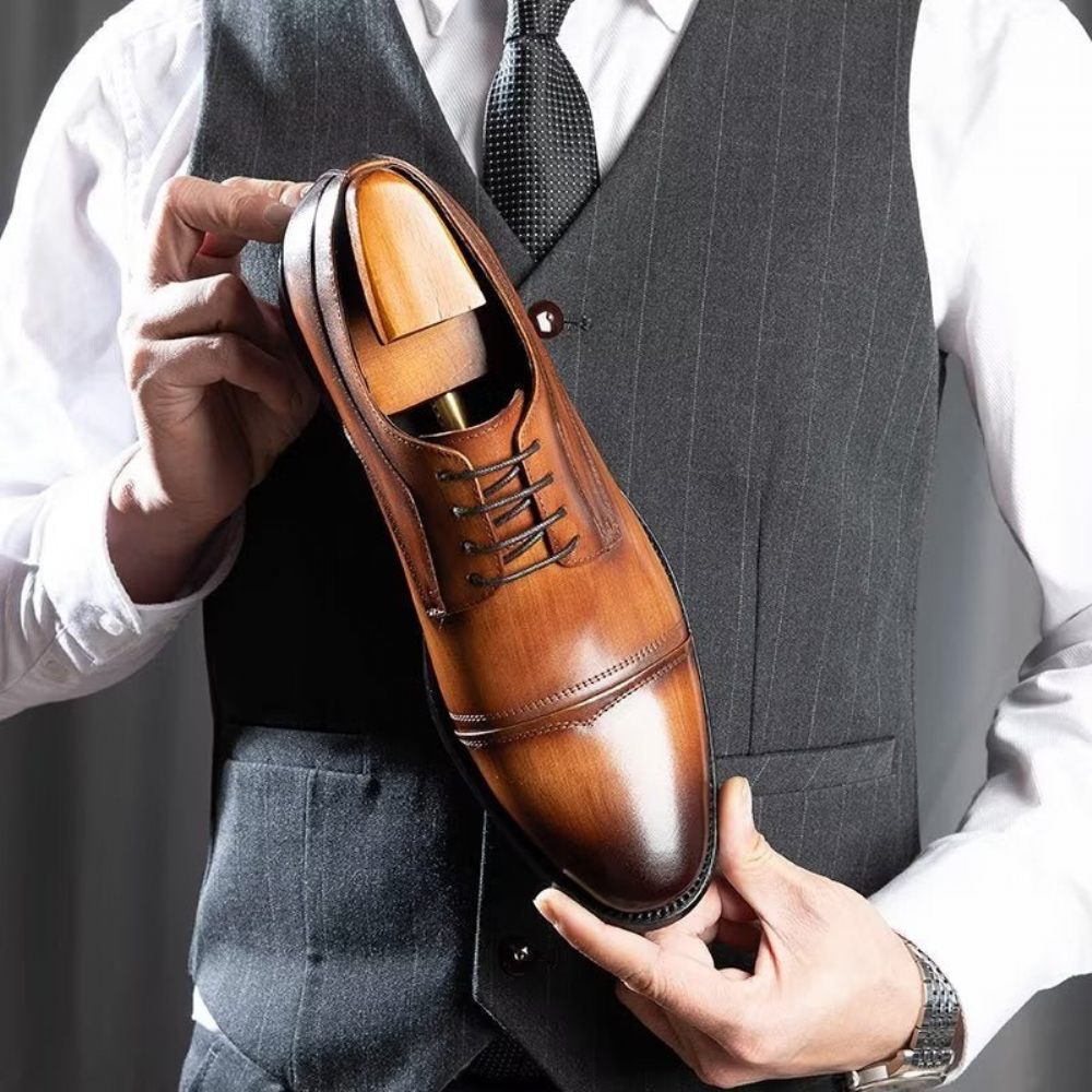 Chaussures Formelles Pour Hommes Derbies Chics Habillées - Café