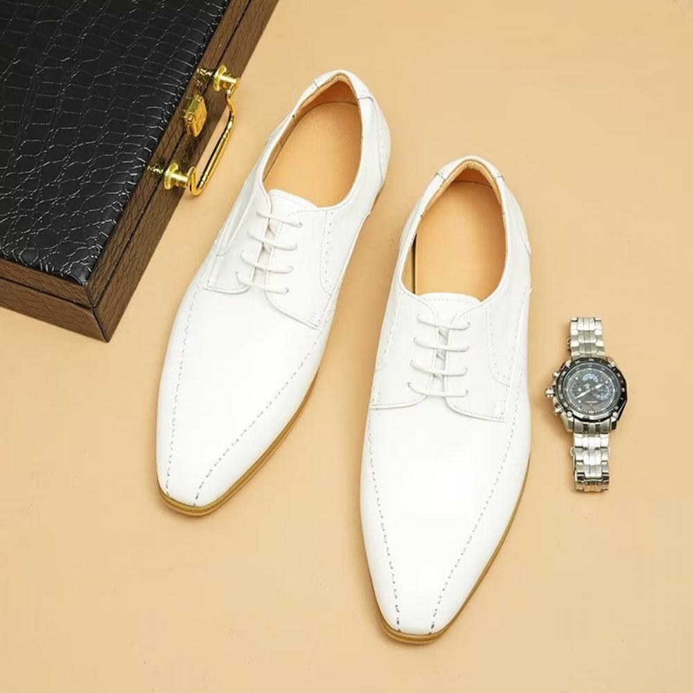 Chaussures Formelles Pour Hommes Derbies À Enfiler Habillées - Blanc 1