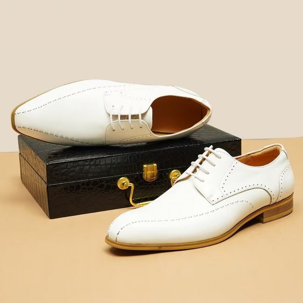 Chaussures Formelles Pour Hommes Derbies À Enfiler Habillées - Blanc 1