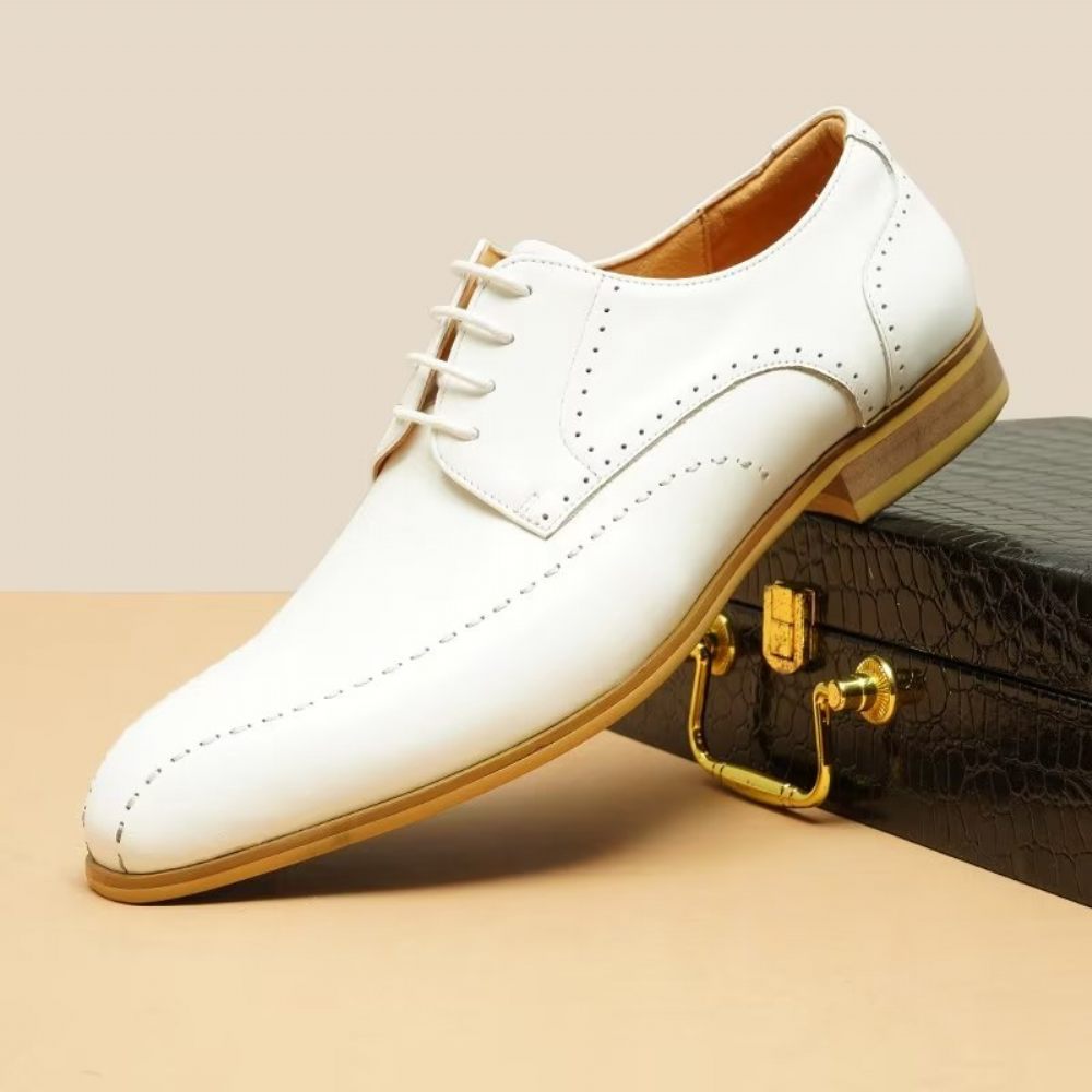 Chaussures Formelles Pour Hommes Derbies À Enfiler Habillées - Blanc 1